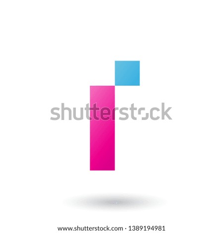 Illustration of Magenta Letter I with Rectangular Shapes isolated on a White Background