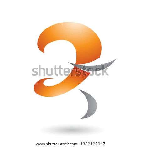 Illustration of Orange Glossy Curvy Fun Letter Z isolated on a White Background