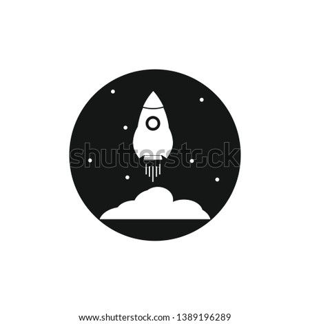 rocket icon, on black background 