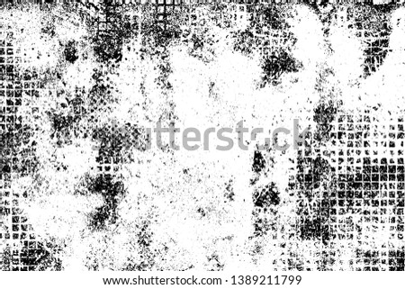 Grunge background black and white. Abstract vector texture of cracks, chips. Dirty monochrome background. The pattern of the old worn surface Royalty-Free Stock Photo #1389211799