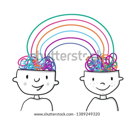 exchange of ideas - contagious ideas at work - handdrawn  vector illustration Royalty-Free Stock Photo #1389249320