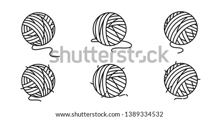yarn ball vector icon balls of yarn knitting needles cat toy symbol cartoon illustration doodle Royalty-Free Stock Photo #1389334532