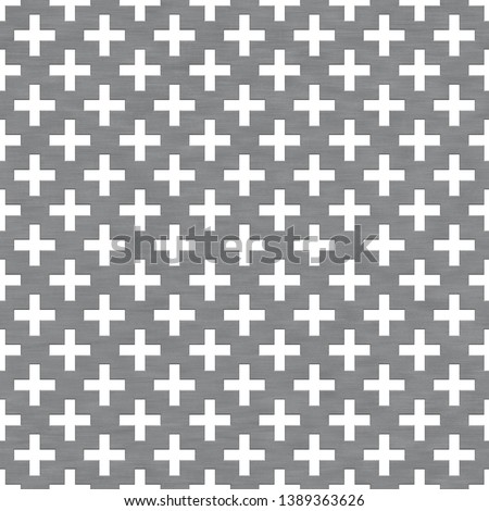 Seamless metal grille.Cross grille isolated on white background.Diamond plate plus shape seamless