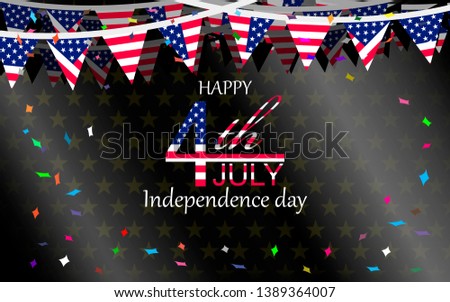 4th of July Happy independence Day of USA, flag of America, vector illustration