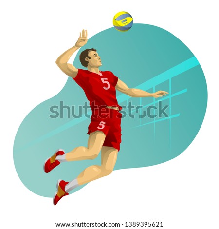 Volleyball player on the attack