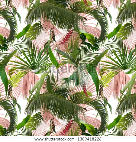 adorable seamless design pattern with tropical leaves, can be used as wallpaper