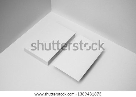 Design concept - perspective view of business card on white 3D space background for mockup, it's real photo, not 3D render