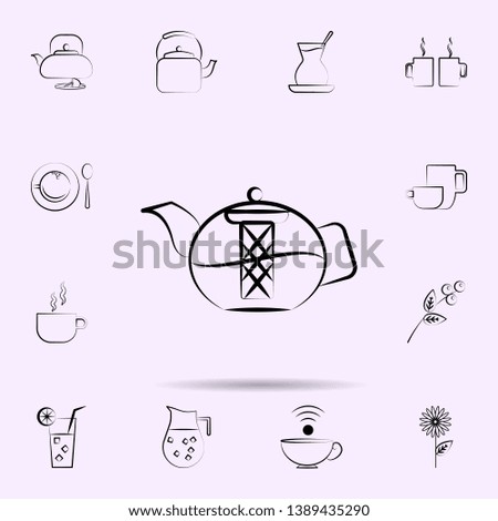 Tea pot hand drawn icon. Universal set of tea for website design and development, app development