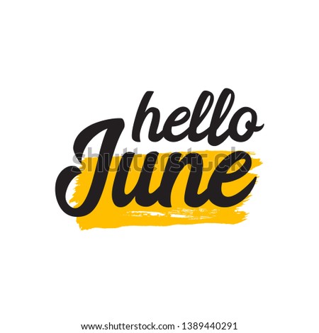 Hello June vector template. Design for banner, greeting cards or print. Royalty-Free Stock Photo #1389440291