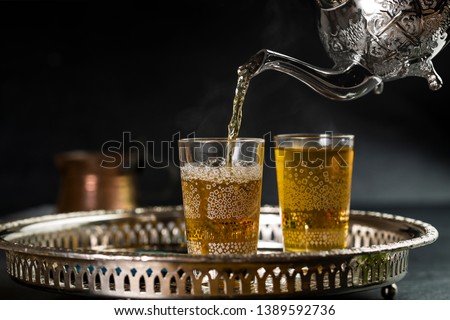 Moroccan tea from popular drinks in the Maghreb Royalty-Free Stock Photo #1389592736