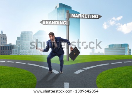 Branding and marketing concept with businessman