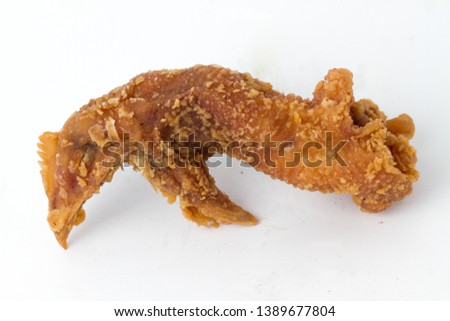 Fried Chicken Head, served as lunch. Strange food from south east asia isolated in white background