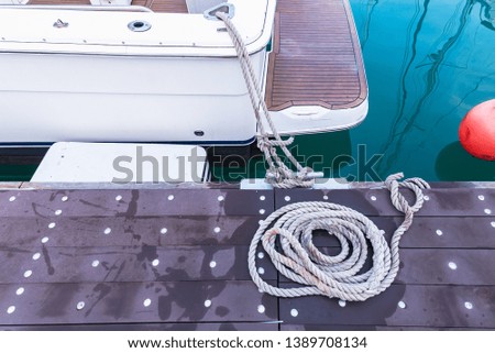 Rope on board ship deck.Phuket.Thailand