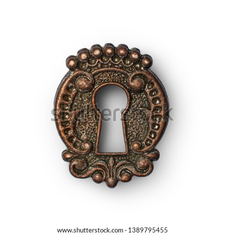 Vintage keyhole as decorative design element isolated on white background Royalty-Free Stock Photo #1389795455