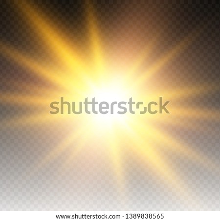 The transparent shining sun, bright flash. Star on transparent background. Sparkling magic dust particles. Bright Star. 