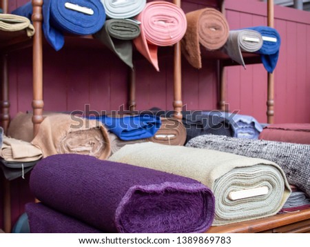 Cotton textille rolls, different colors