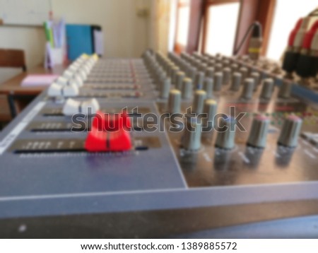 Blurred of Audio sound mixer console.