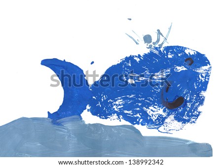 painting of a whale in the ocean