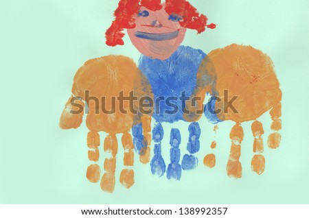 painting of a child with palms held out