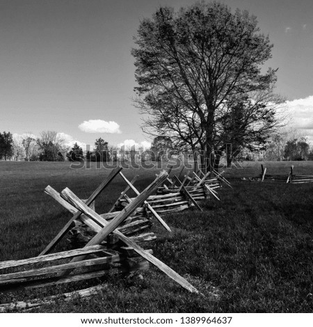The New Market American Civil War battlefield in black and white