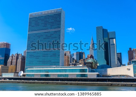 New York Skyline - View from East Side River to Manhattan - USA
