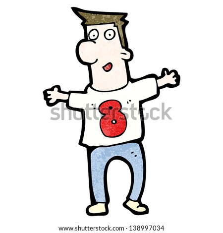 cartoon man in shirt with number eight