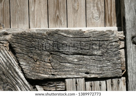 Gray timber beam at a wooden door, Bremen, Germany, Europe