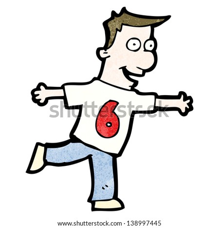 cartoon man in shirt with number six