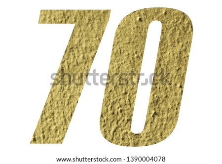 Number 70 with yellow wall on white background