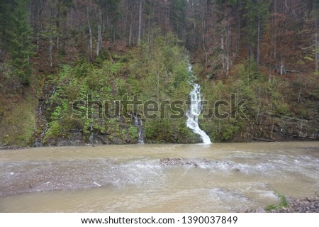 Mountain river after rain in the Carpathians.