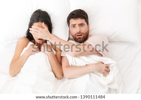 Lovely Couple In Bed Lying In Bedroom Images And Stock