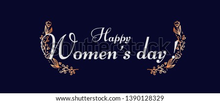 happy women's day, beautiful greeting card background or banner with golden flower theme. design illustration