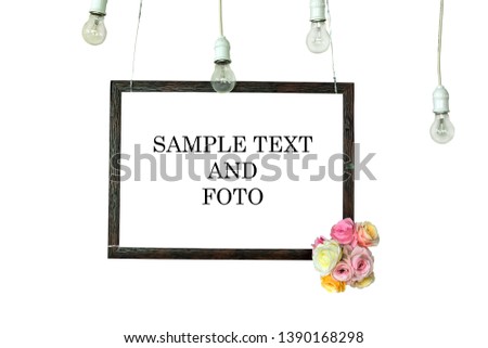 The frame is made from photo frames decorated with bulbs and flowers