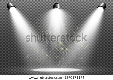 White scene on with spotlights. Vector illustration. Royalty-Free Stock Photo #1390171196