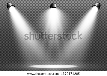 White scene on with spotlights. Vector illustration. Royalty-Free Stock Photo #1390171205