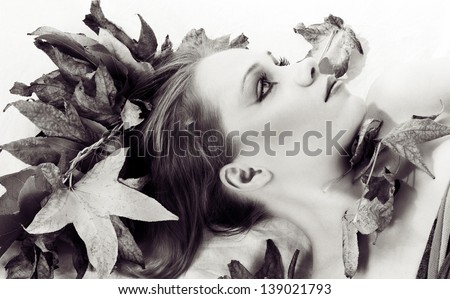 autumn fashion portrait of woman.toned picture