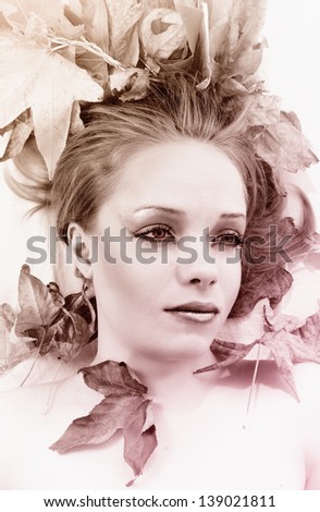 autumn fashion portrait of woman.toned picture