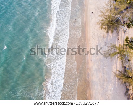 Aerial view of beautiful tropical sea beach in Thailand, viewed from drone shot