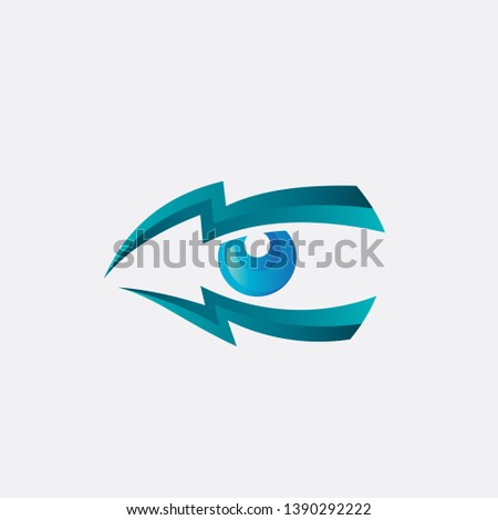 eye with thunder logo design