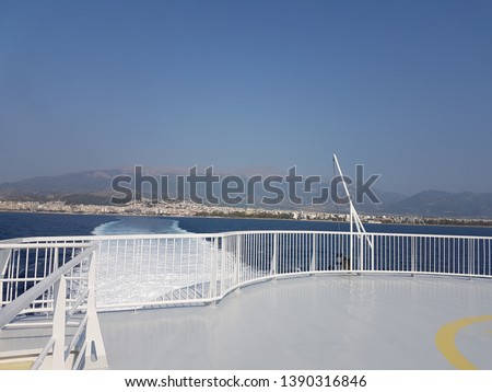 Pictures of the Greek seaside seen from the ferry. 
