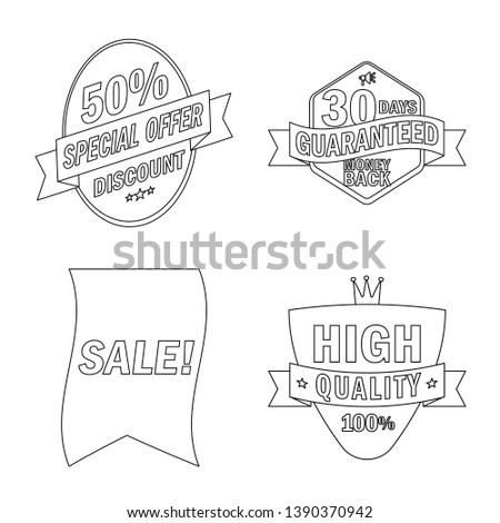 Isolated object of emblem and badge logo. Collection of emblem and sticker stock symbol for web.