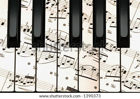 piano keys with notes on keys
