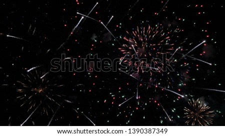Celebrating fire work at night making people in country so happiness at night - Image