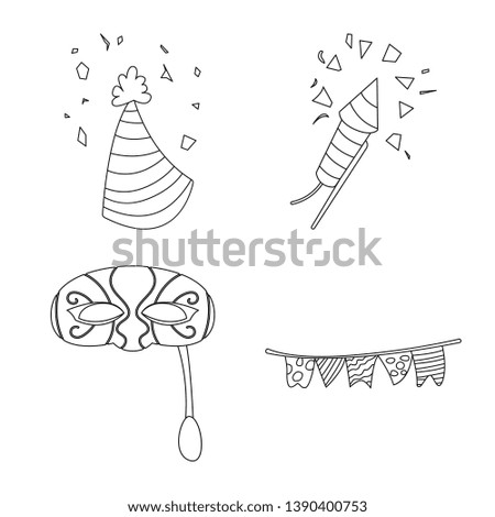 Isolated object of party and birthday symbol. Set of party and celebration bitmap icon for stock.