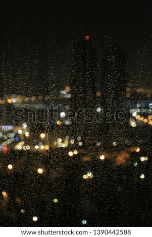 Evening rain and city lights in the capital Ankara