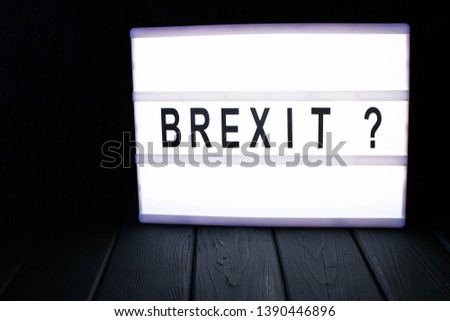 Lightbox with the word brexit
