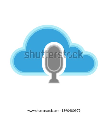 Cloud computing icon with a microphone symbol - Vector