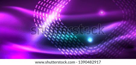 Dark background with neon glowing elements, shiny motion concept, vector