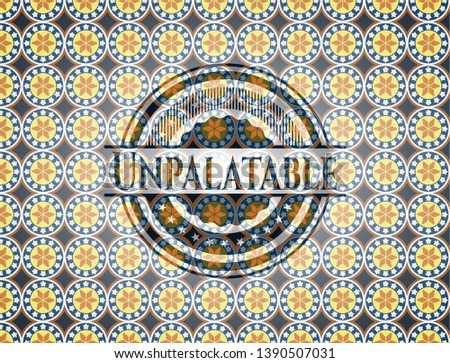 Unpalatable arabesque style emblem. arabic decoration.