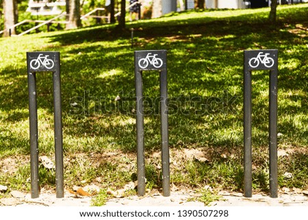 Bicycle parking sign. Parking for bicycles in the park. Singapore